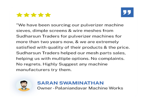 Saran Swaminathan recommends Sudharsun for premium machine parts.