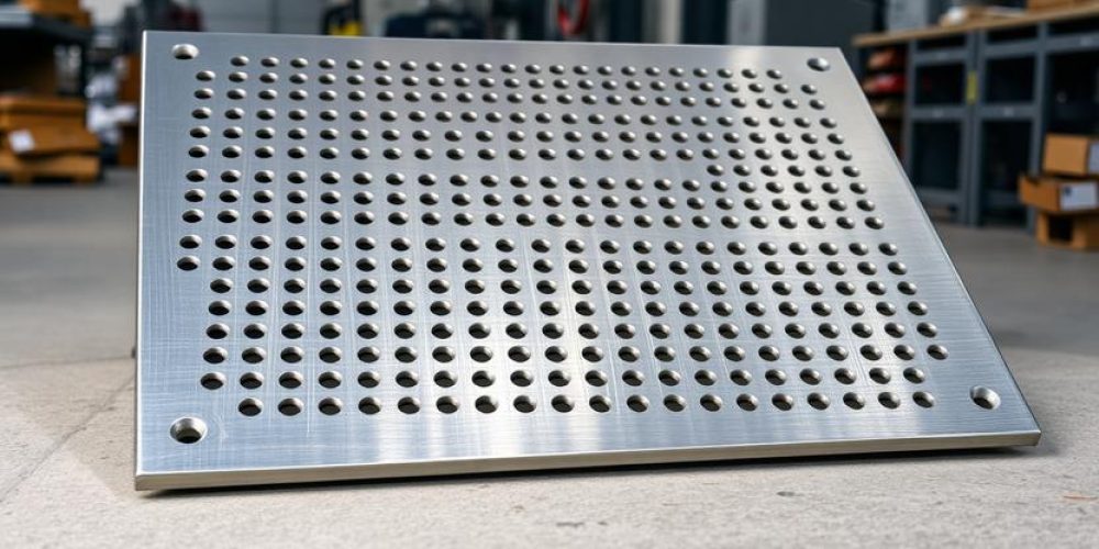Stainless steel perforated metal plate with round holes manufactured by Sudharsun Traders in Coimbatore