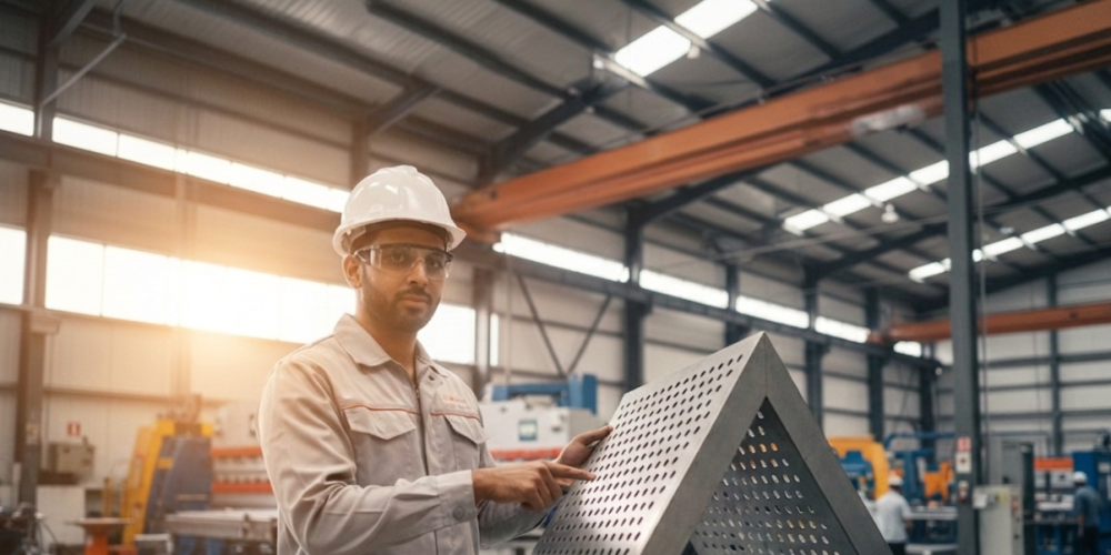 High-strength perforated metal sheet in Coimbatore supplied by Sudharsun Traders, featuring precise engineering for architectural and industrial versatility.