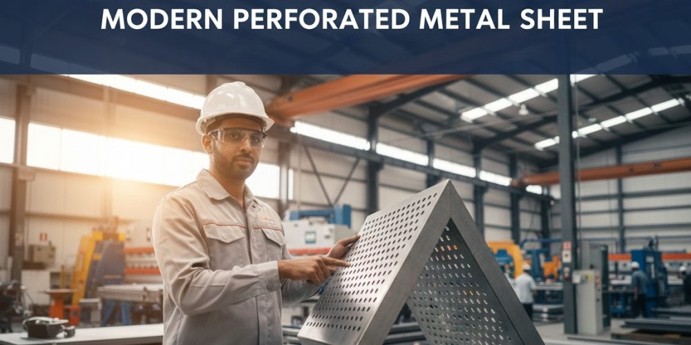 High-strength perforated metal sheet in Coimbatore supplied by Sudharsun Traders, featuring precise engineering for architectural and industrial versatility.