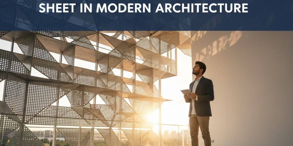 Modern building facade design using high-quality perforated sheet in Coimbatore for natural ventilation and aesthetics.